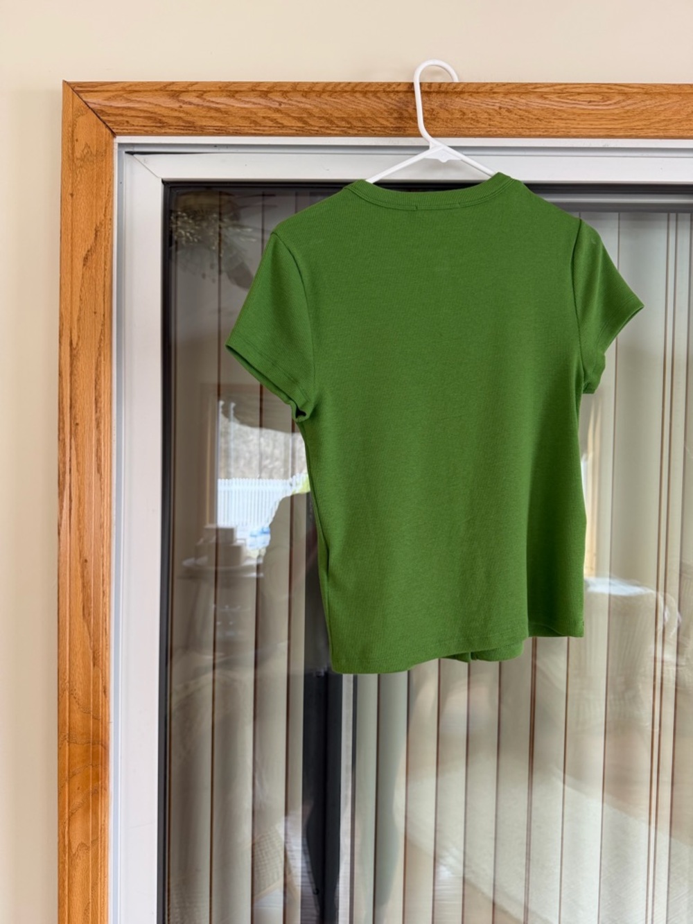 NWOT Banana Republic Short-Sleeve Green Ribbed Cotton Button-Down Tee - Picture 5 of 5